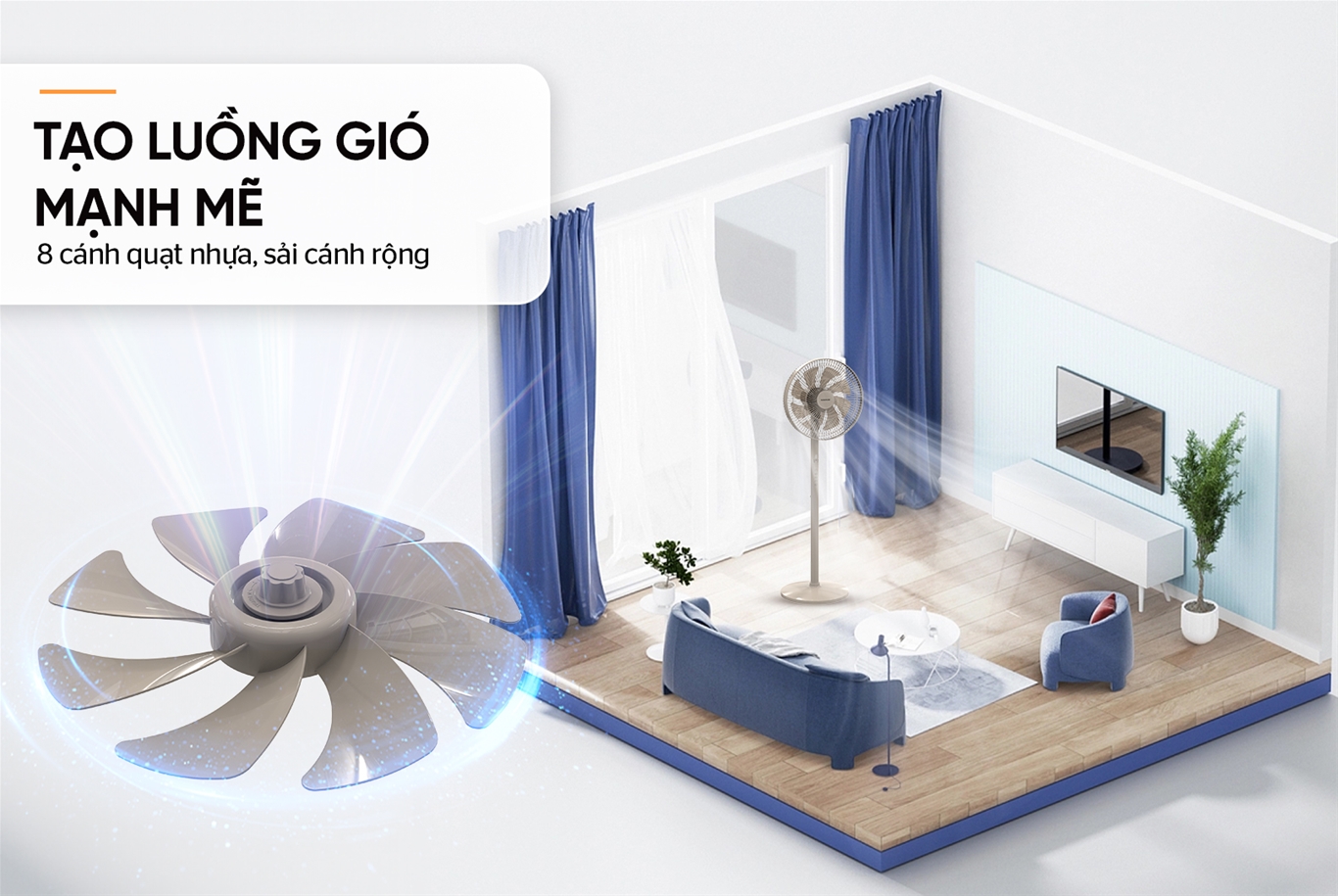 QUẠT ĐỨNG SUNHOUSE 8 CÁNH SHD7346B