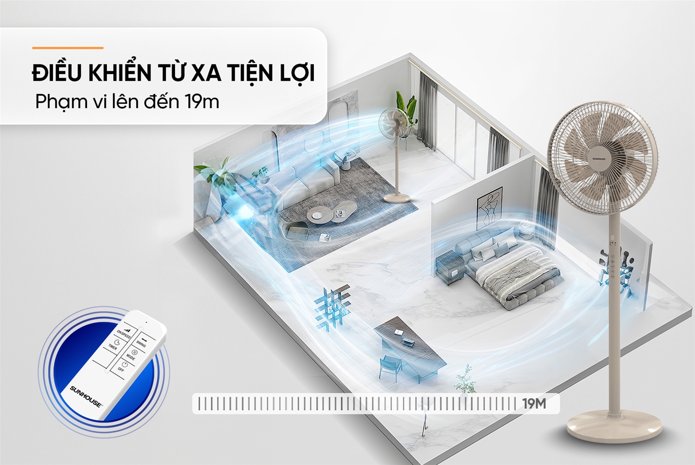 QUẠT ĐỨNG SUNHOUSE 8 CÁNH SHD7346B