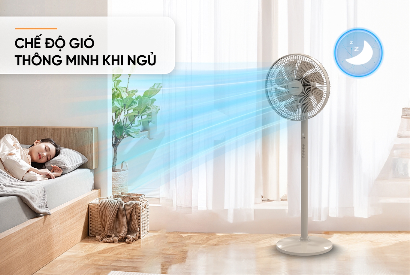 QUẠT ĐỨNG SUNHOUSE 8 CÁNH SHD7346B