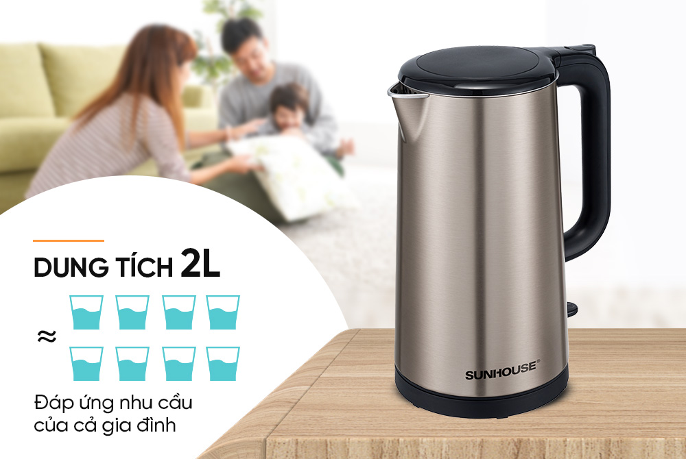 ẤM SIÊU TỐC INOX 2 LỚP 2L SUNHOUSE SHD1396