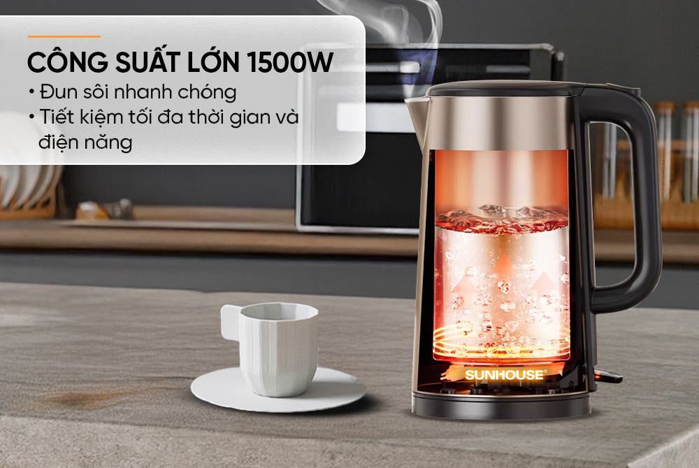 ẤM SIÊU TỐC INOX 2 LỚP 2L SUNHOUSE SHD1396